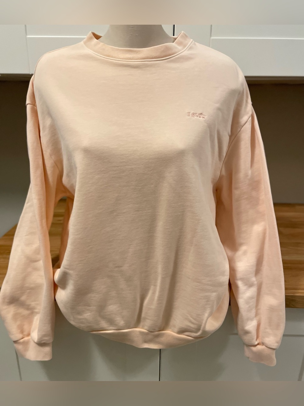 Levi's Pale Peach Ribbed Oversized Crewneck Sweatshirt